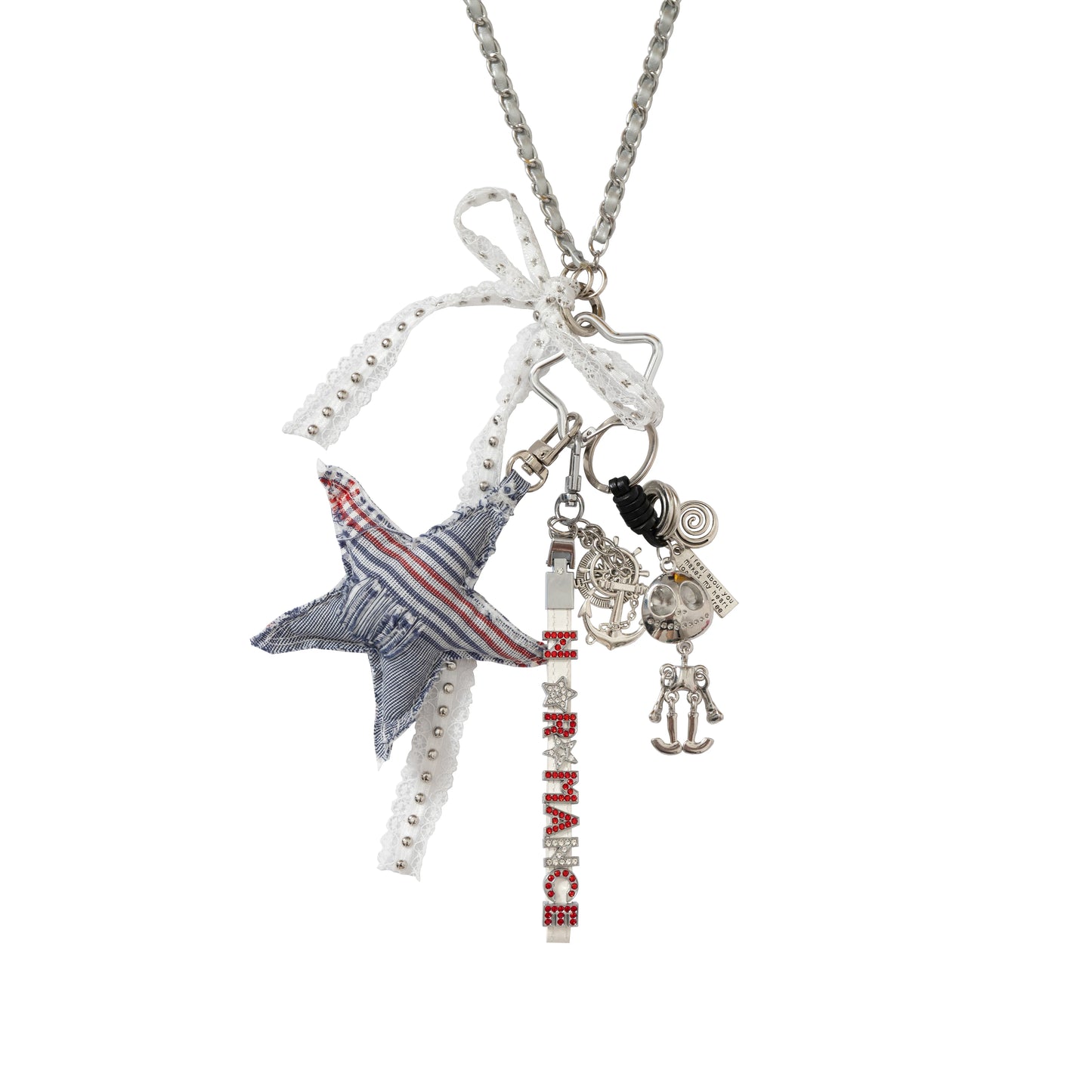 Rhinestone Star Lace Multi-Use Chain Necklace NA8985