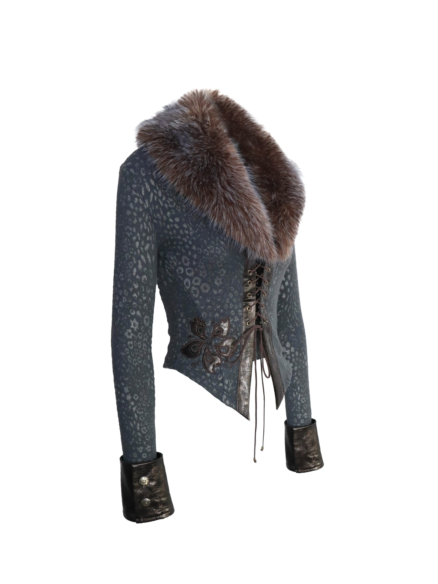 Detachable Fur Collar Embroidery Pullover Knit Sweater NA7380