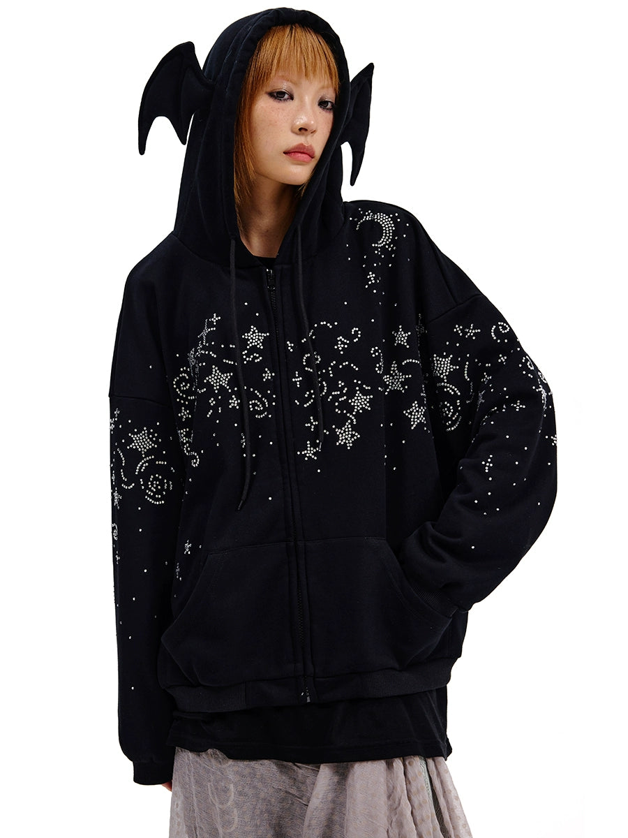Starry Night Rhinestone Hoodie NA6693 – WONAH