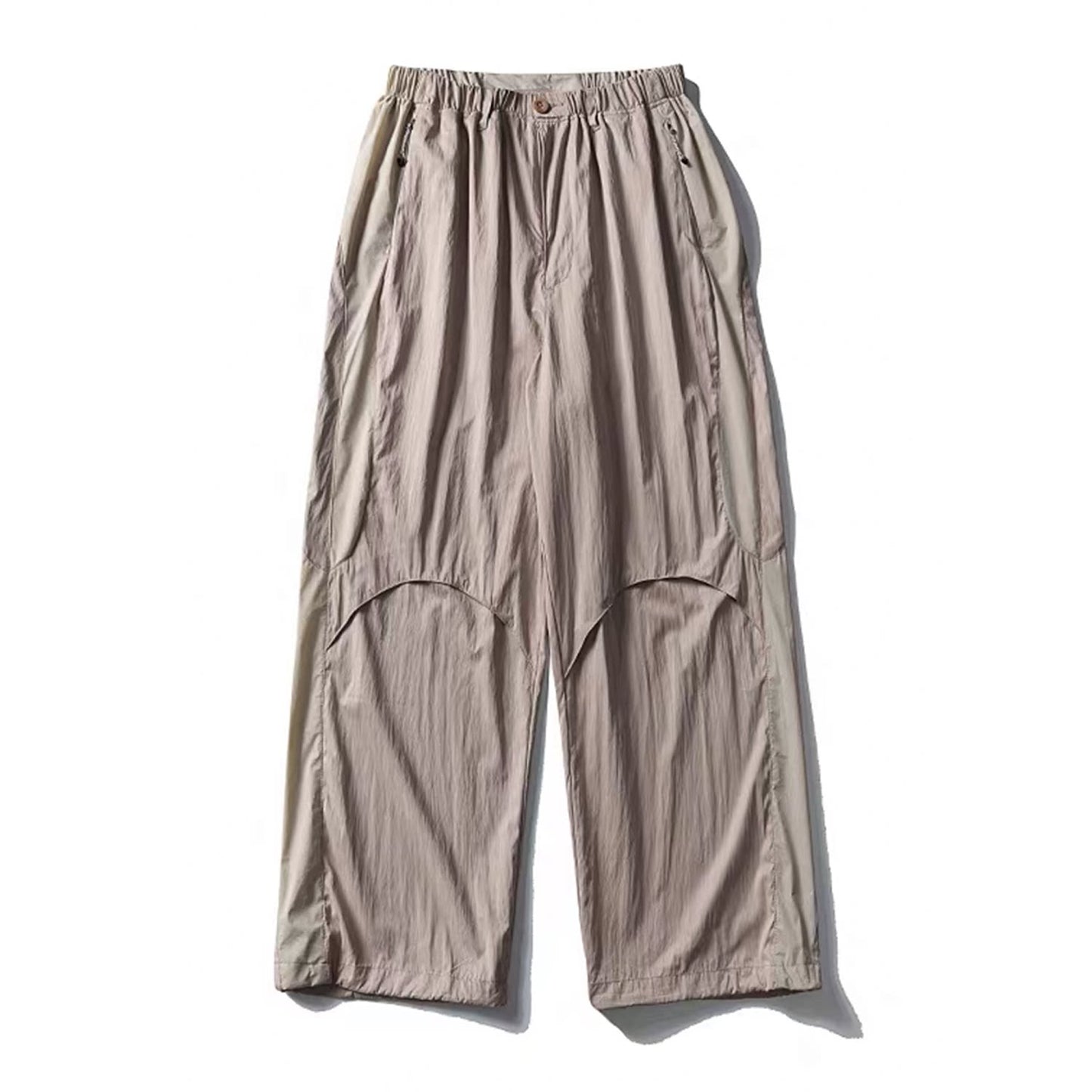 Oversize Nylon Hooded Jacket & Panel Wide Leg Pants Setup NA9111