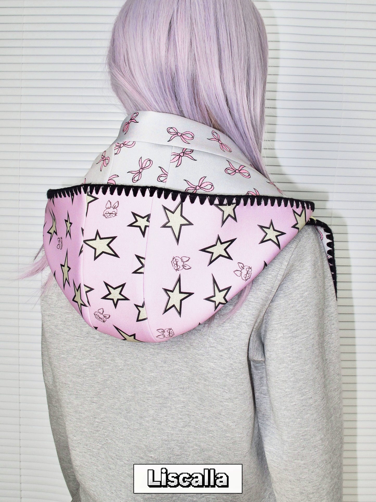 Print Blanket-Edge Double-Sided Hooded Scarf NA7157