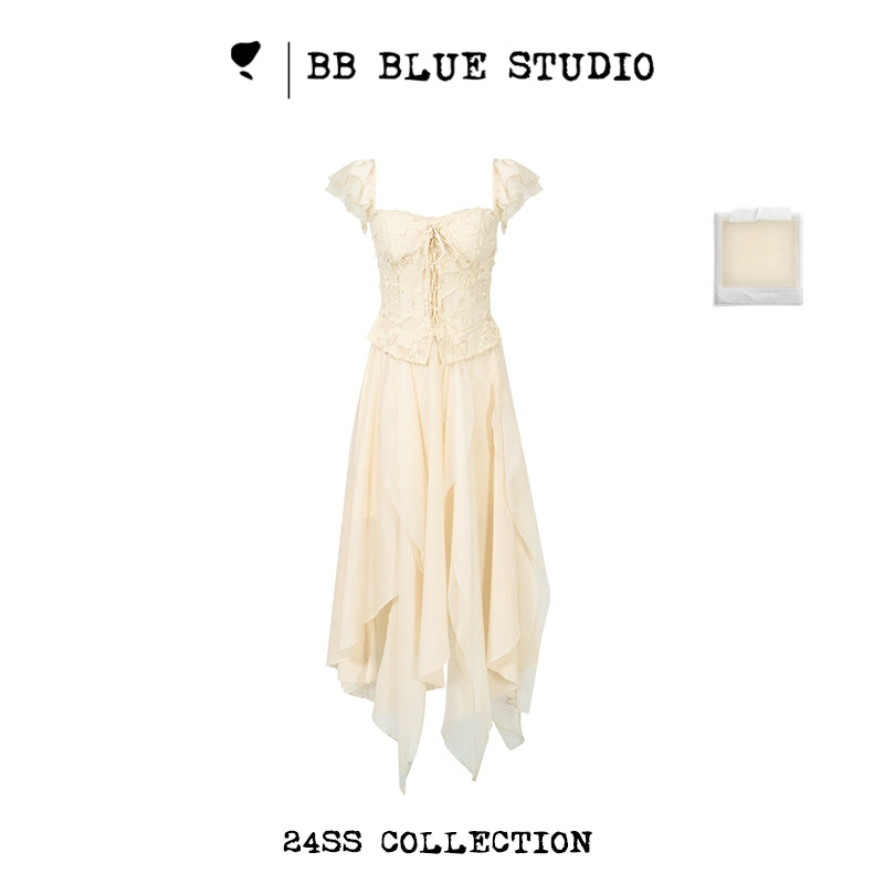 Irregular Ruffle Sleeve Chiffon Dress NA7521