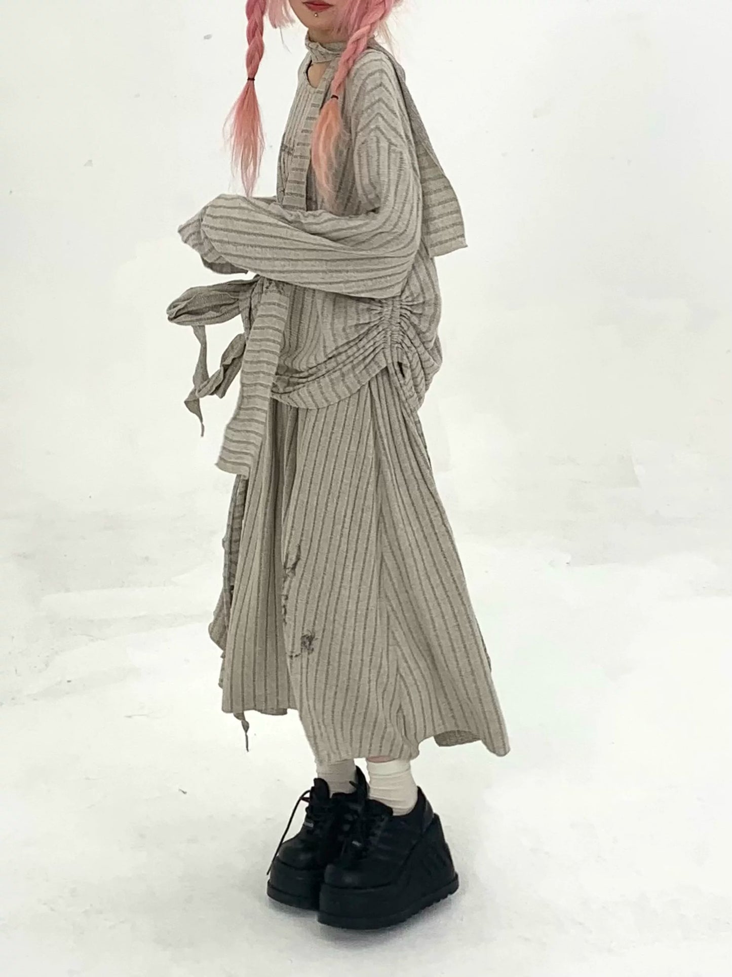 NA9274 Kasugano too original art student set Printed strappy skirt retro versatile autumn midi skirt A-line NA9274