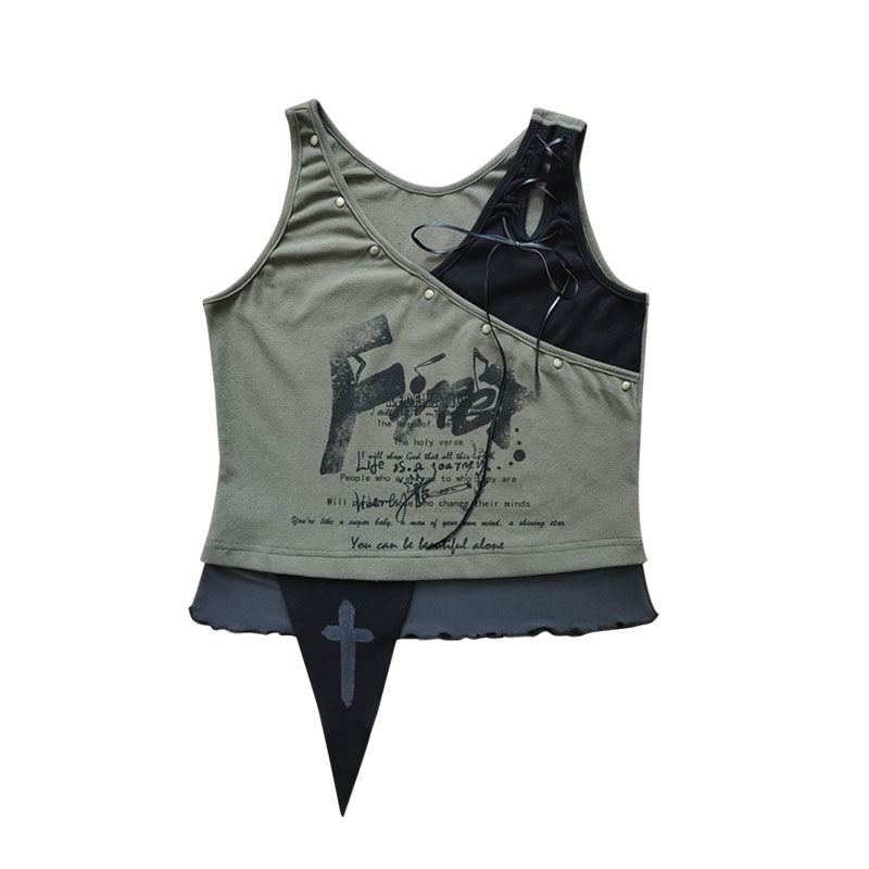 Original Design Low Saturation Print Slimming Tank Top NA8540