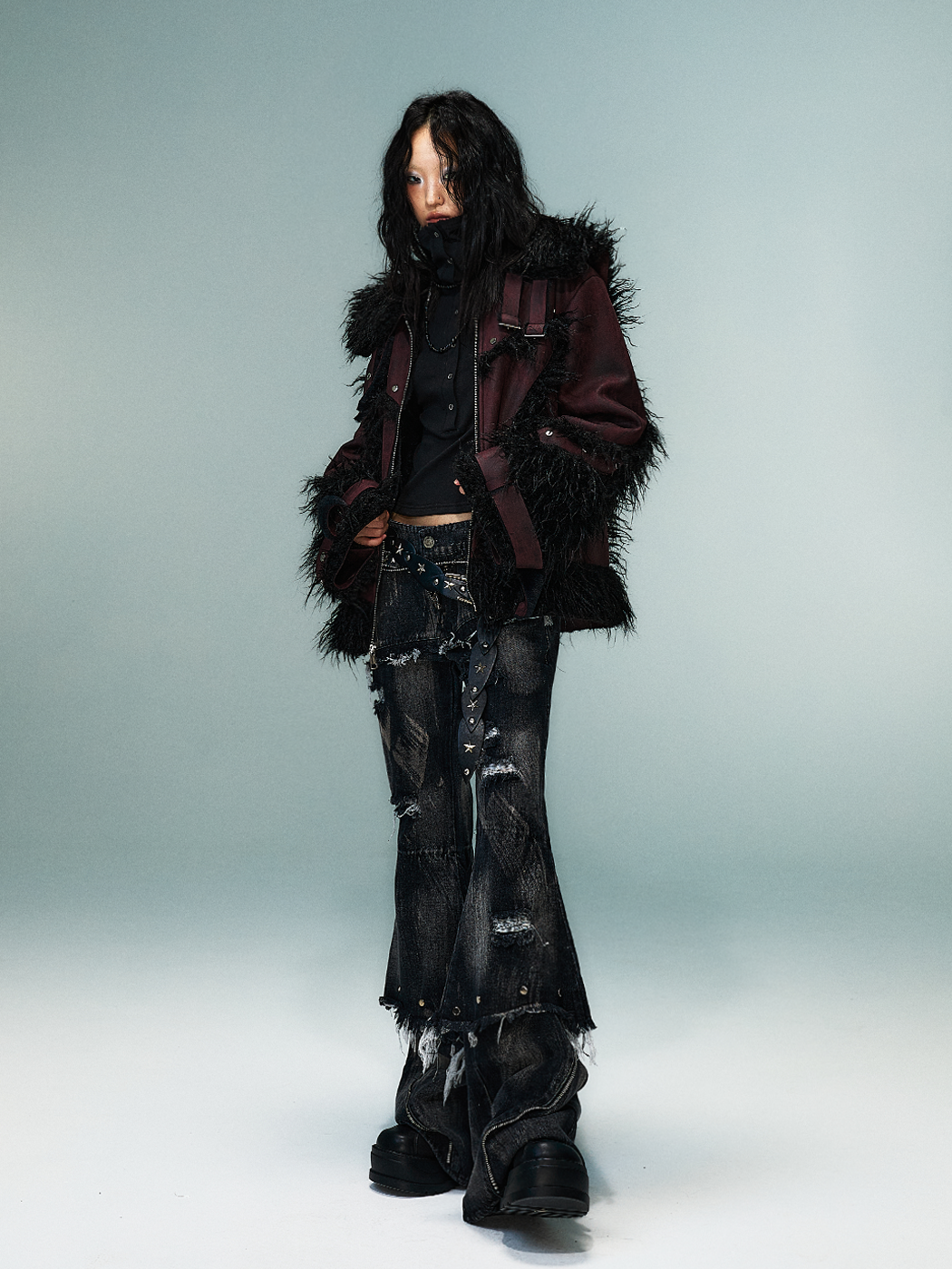 Suede Fake Fur Shearling Jacket NA8168