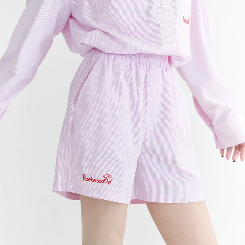 Oversize Slit Long-Sleeve Shirt & Short Pants Setup NA2737