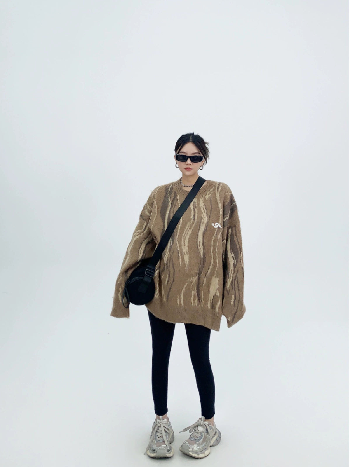 Mrble Stripe Oversize Knit Sweater NA2818