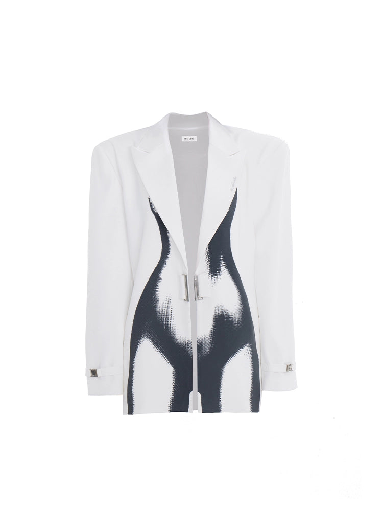 Silhouette Print Oversize Tailored Jacket NA7297