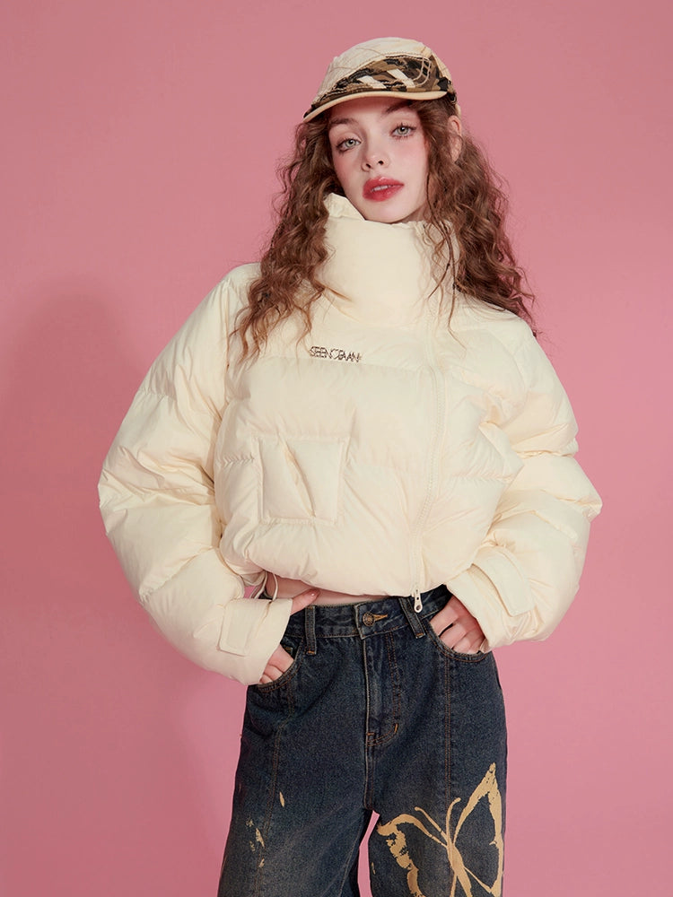 Lightweight Short White Duck Down Jacket NA6791