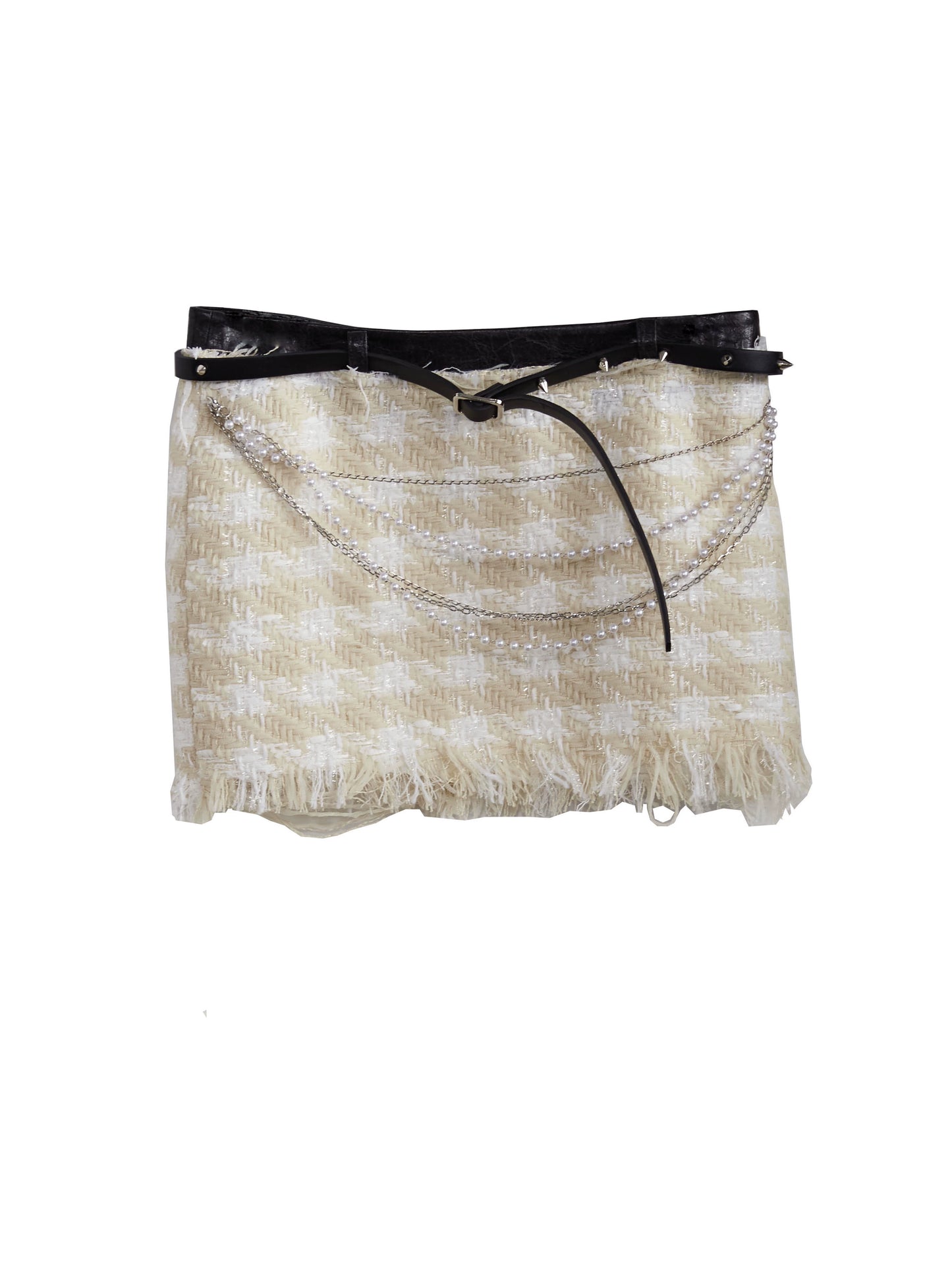 Hairy Edge Plaid Pattern Short Skirt NA5213