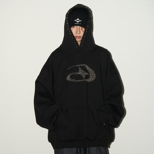 Studded Beaded Design Oversize Pullover Hoodie NA9136