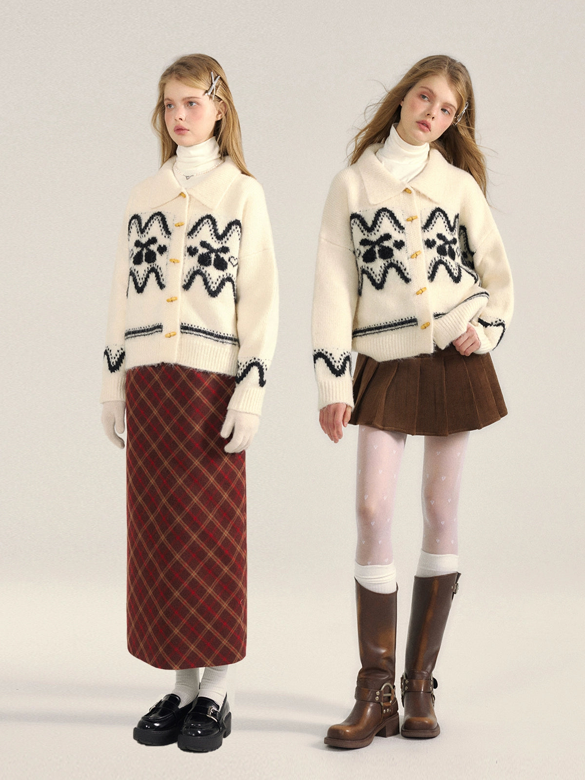 Cherry Embroidery Duffle Knit Cardigan NA7047