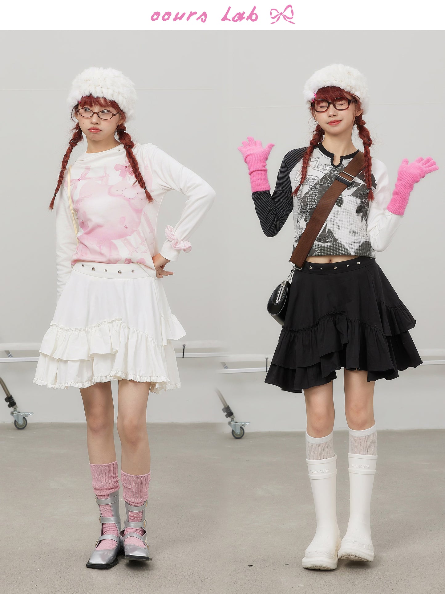 Ballet Style Asymmetrical Studs Tiered A-Line Skirt NA8214