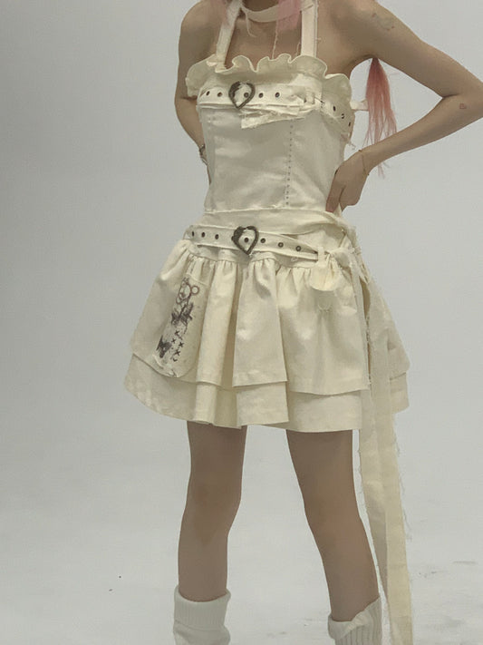 Halter Rivet Ruffle Tiered Dress NA9260