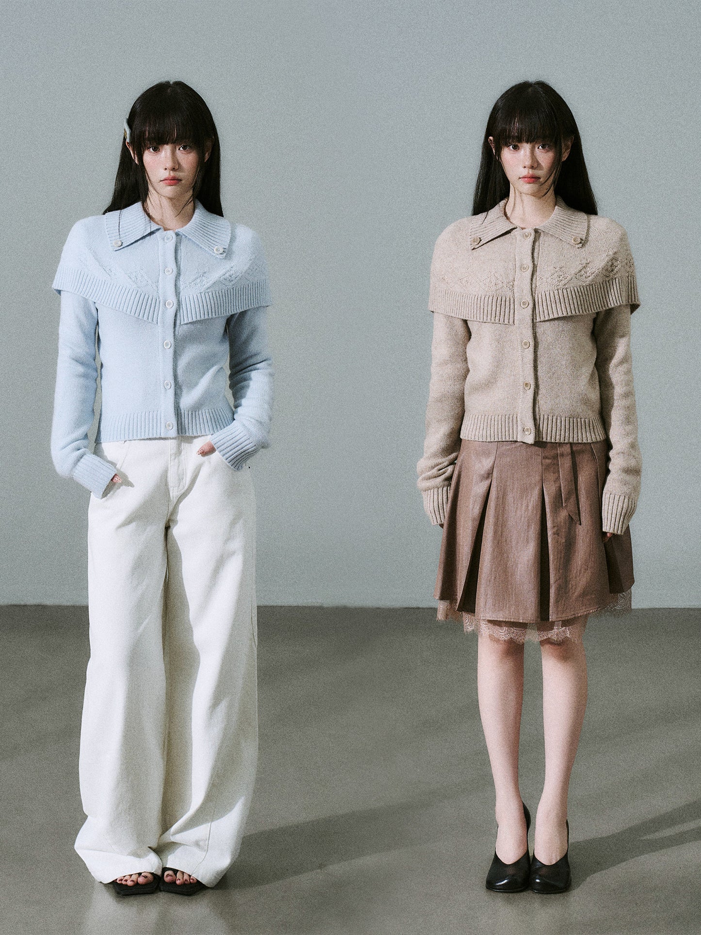 Cashmere Blend Cloak Graphic Knit Cardigan NA8784