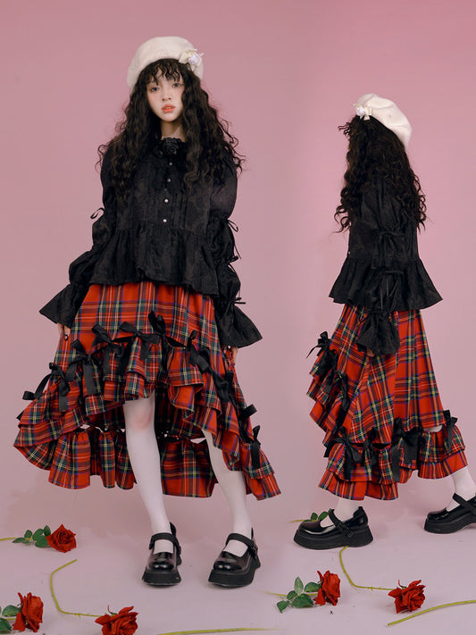 Irregular Bow Elastic Waist Long Skirt NA8310