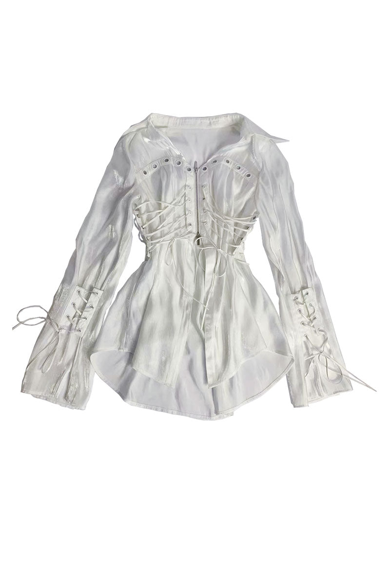 Waist-Cinched Long Sleeve Shirt NA7778