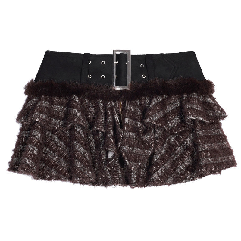 Original Design Patchwork Raw Edge Slim Long Sleeve Shirt & Skirt Setup NA8614