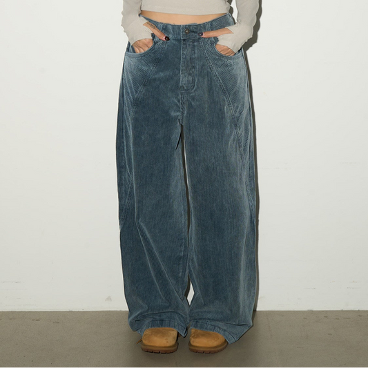 Corduroy High Waist Wide Leg Pants NA9087