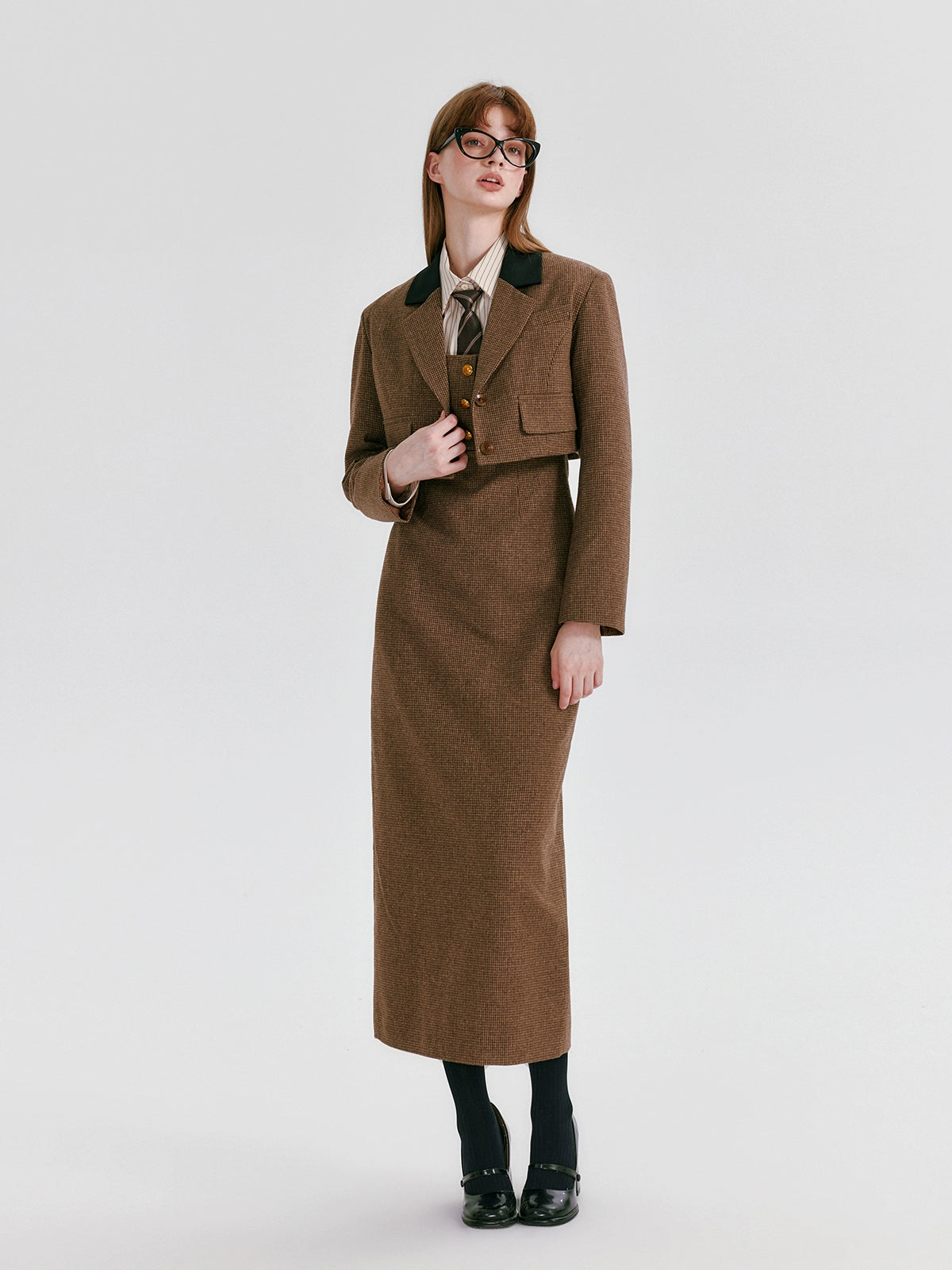 Wool Tailored Jacket & Long Skirt Setup NA7053