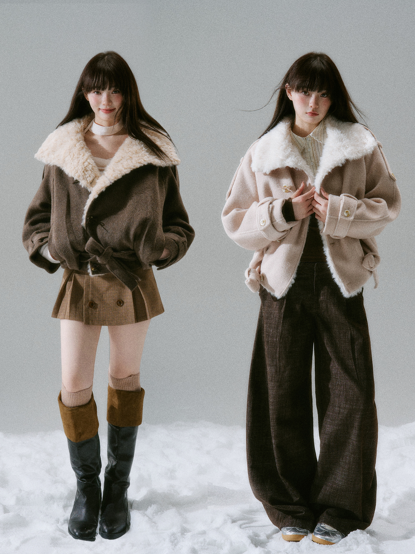 Fake Fur Collar Belted Jacket NA8844