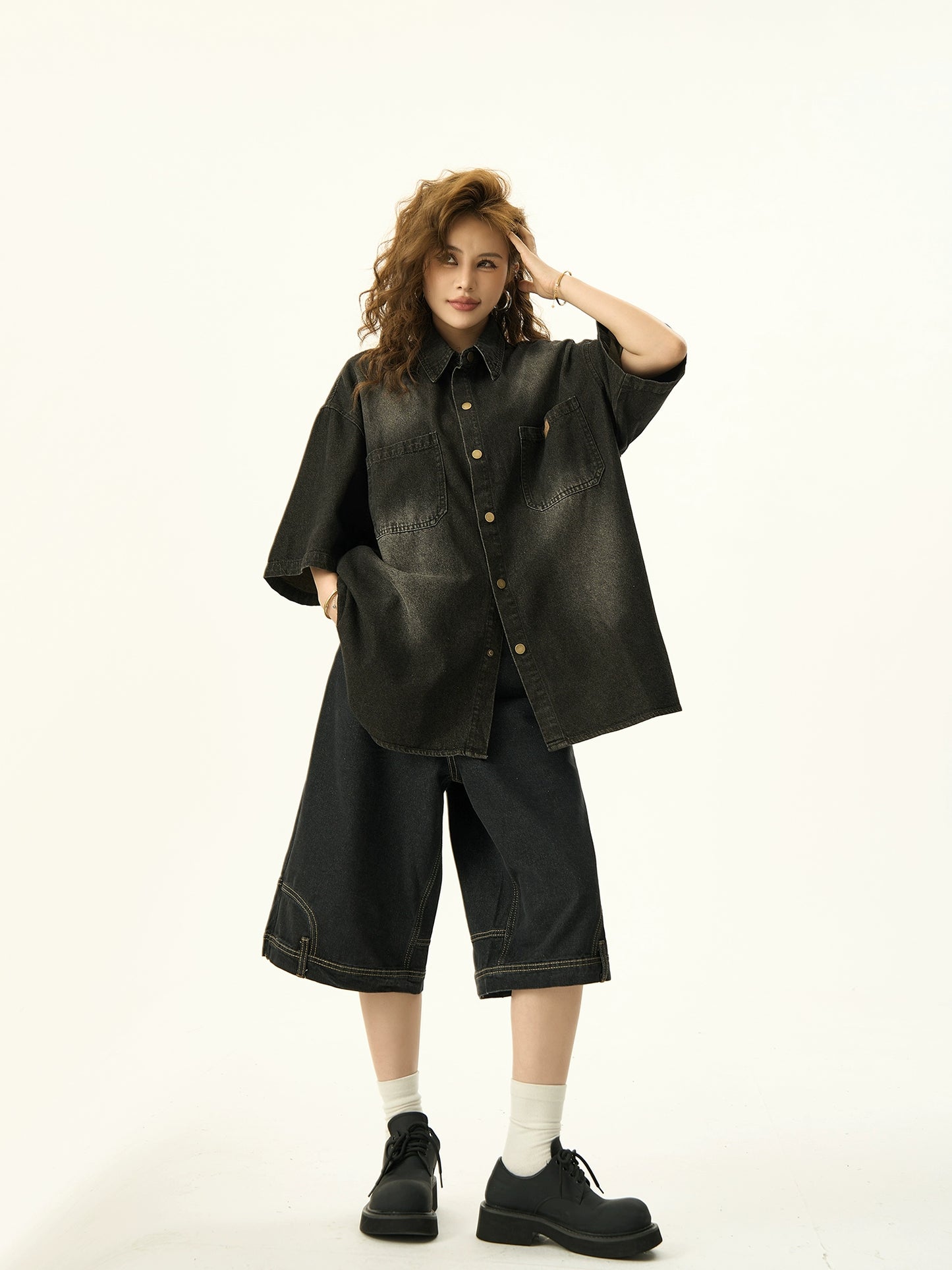 Washed Denim Short Sleeve Shirt NA3119