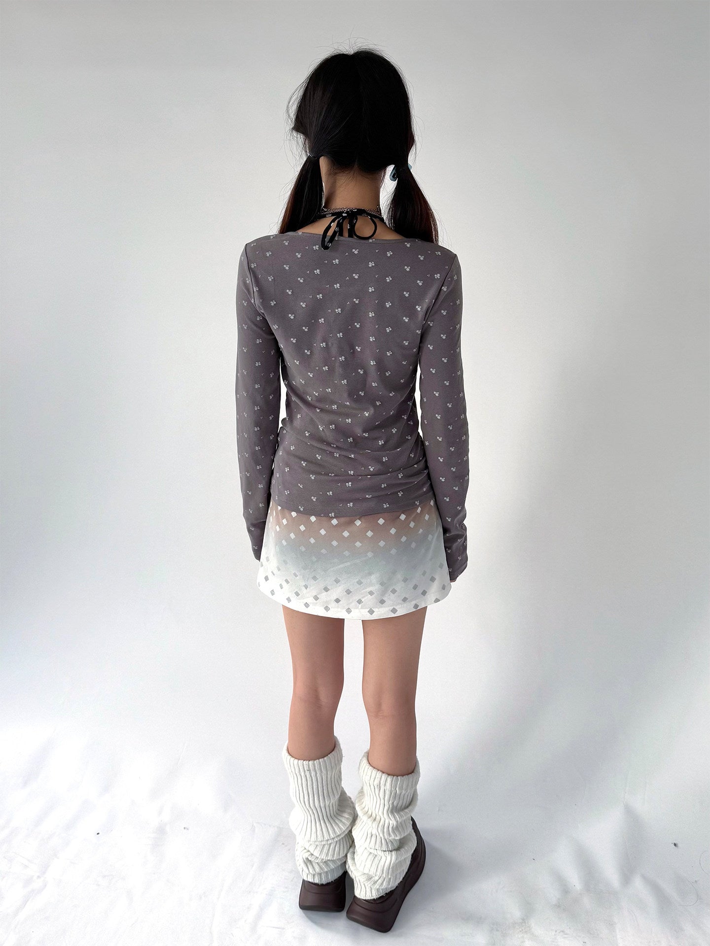 Graphic Print A-Line Short Skirt NA9265