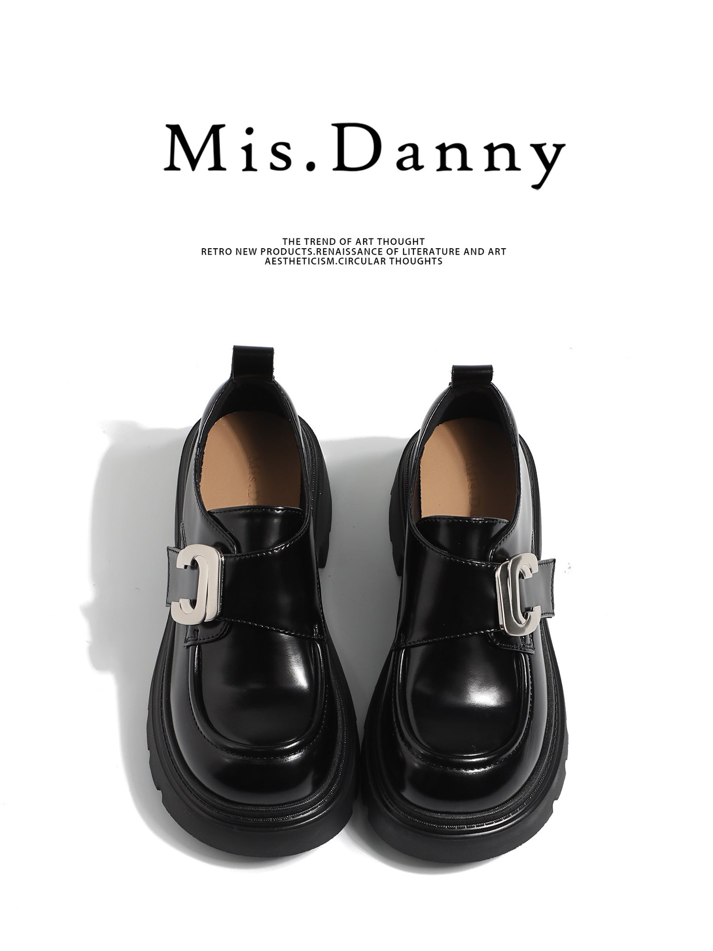 Metal Buckle Platform Thick Sole Loafers NA8736