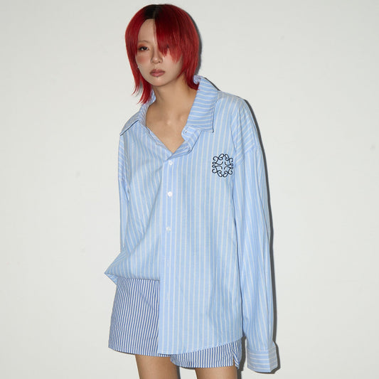 Academy Stripe Oversize Long Sleeve Shirt NA9068
