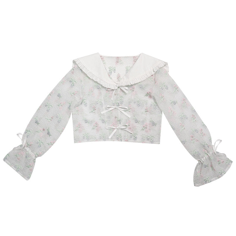 Bow Lace-Up Jacquard Lightweight Jacket NA8275