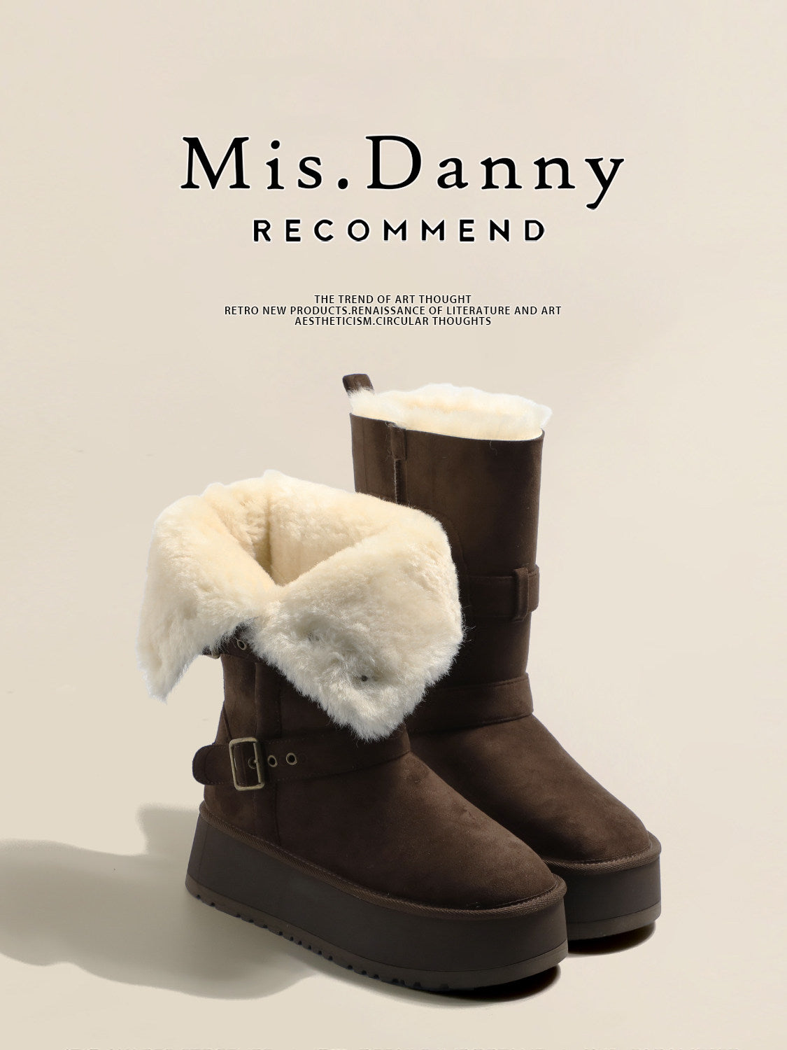 Fur Trim Platform Mid-Calf Boots NA8747