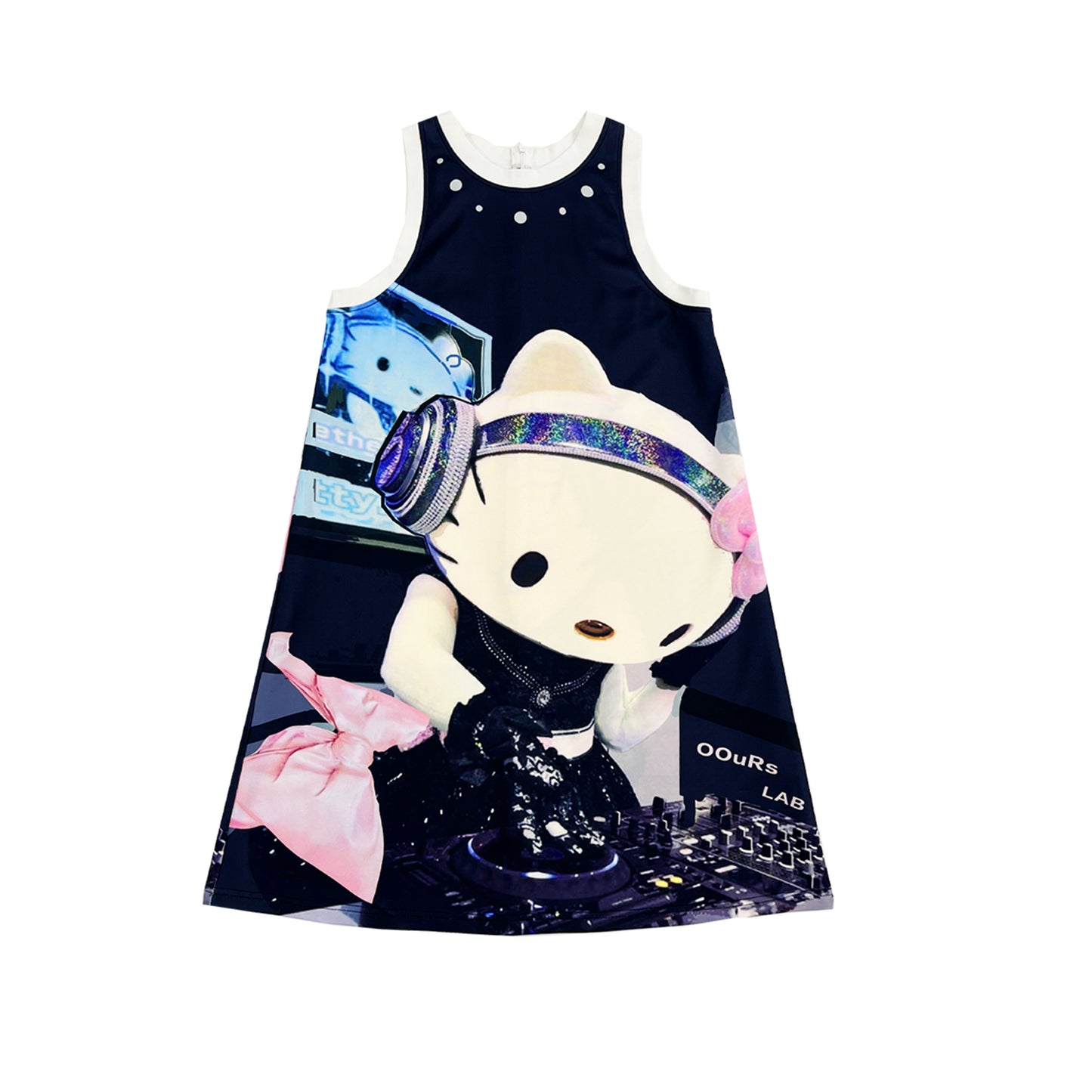 DJ Cat Playful Print Stretch Knit A-Line Sleeveless Dress NA8248