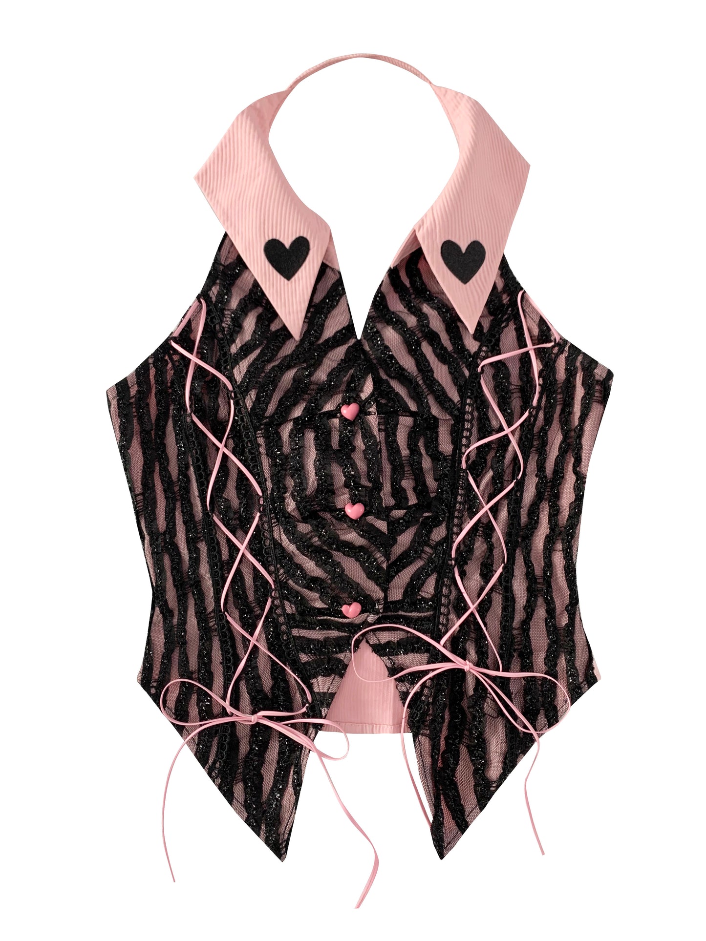 Heart Design Halter Backless Top NA7732