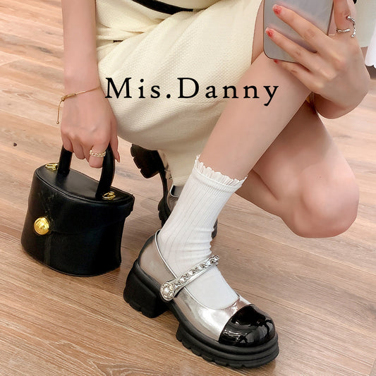 Rhinestone Strap Metallic Mary Jane Flats NA8642