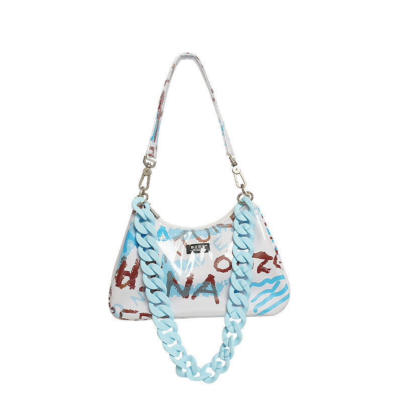 Graphic Design Chain Shoulder Bag NA8454