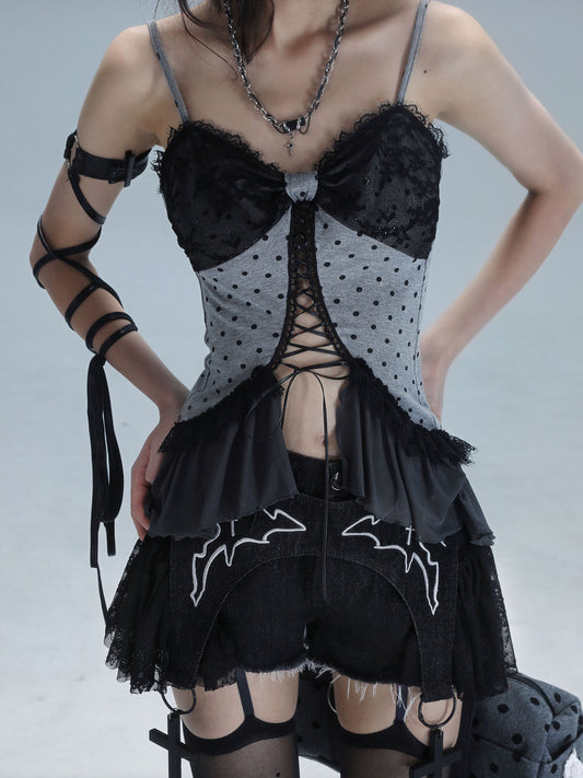 Original Lace Patchwork Washed Embroidery Denim Short Pants NA8549