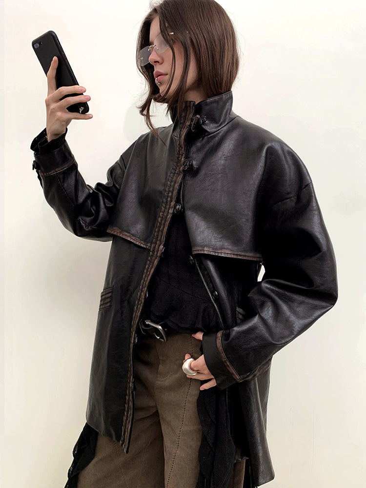 PU Leather Long Coat NA7867