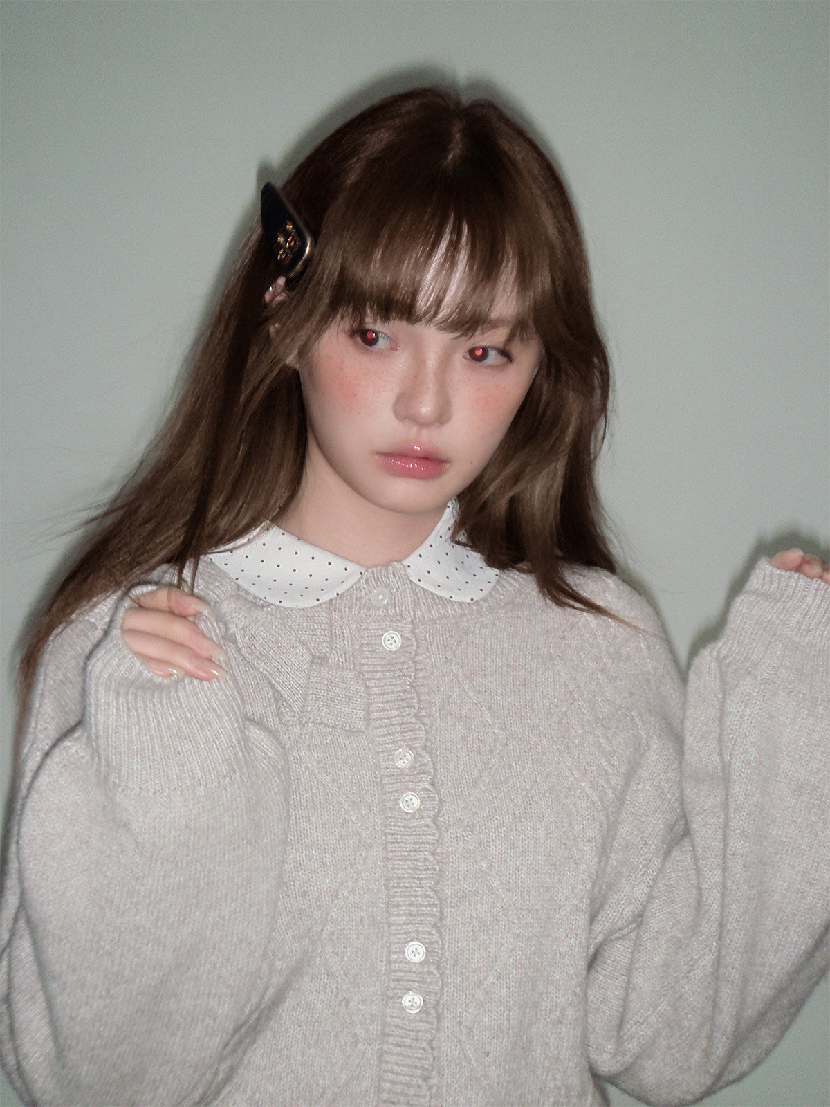 Moonlight Silhouette Bow Detail Wool Knit Cardigan NA8787