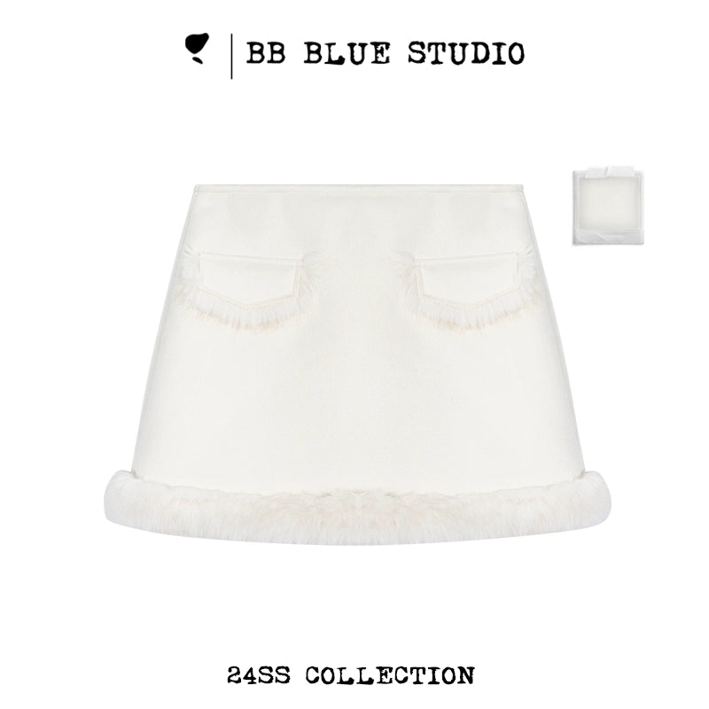 Long Fur Coat & Short Skirt Setup NA7422