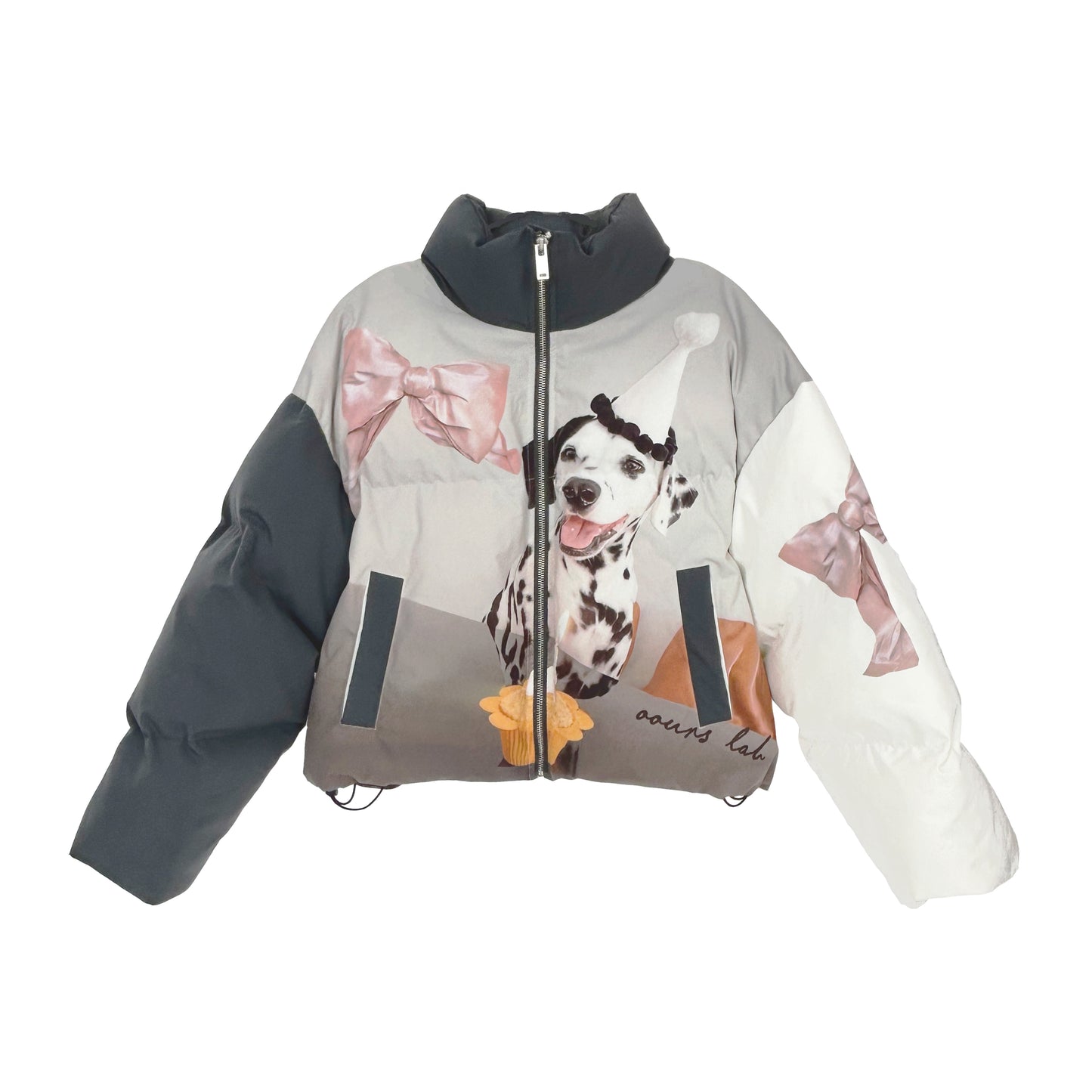 High-Neck Dalmatian Print Puffer Jacket NA8215