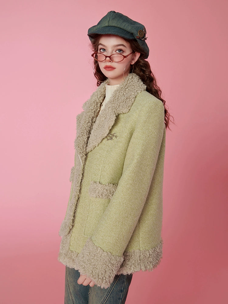 Fake Shearling Lined Oversize Jacket NA6783