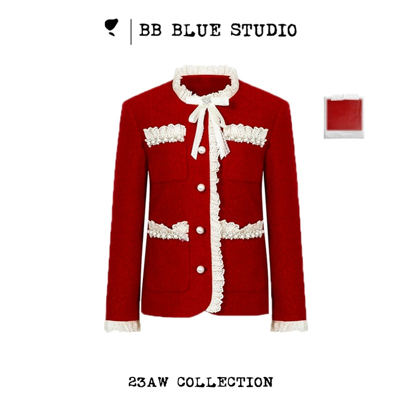 Pearl Lace Trim Textured Jacket NA7556