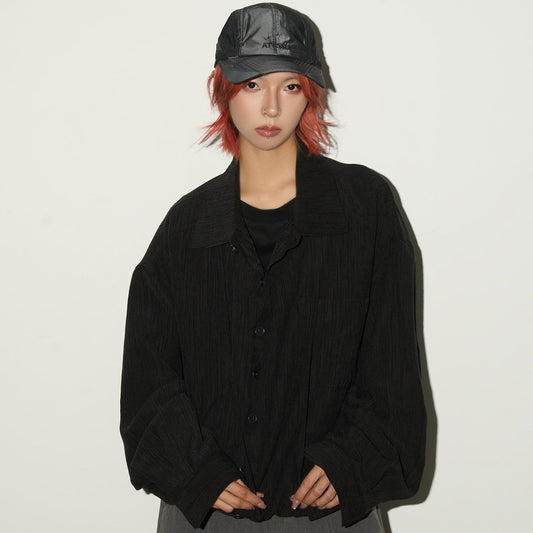 Textured Fabric Button Long Sleeve Shirt NA9172