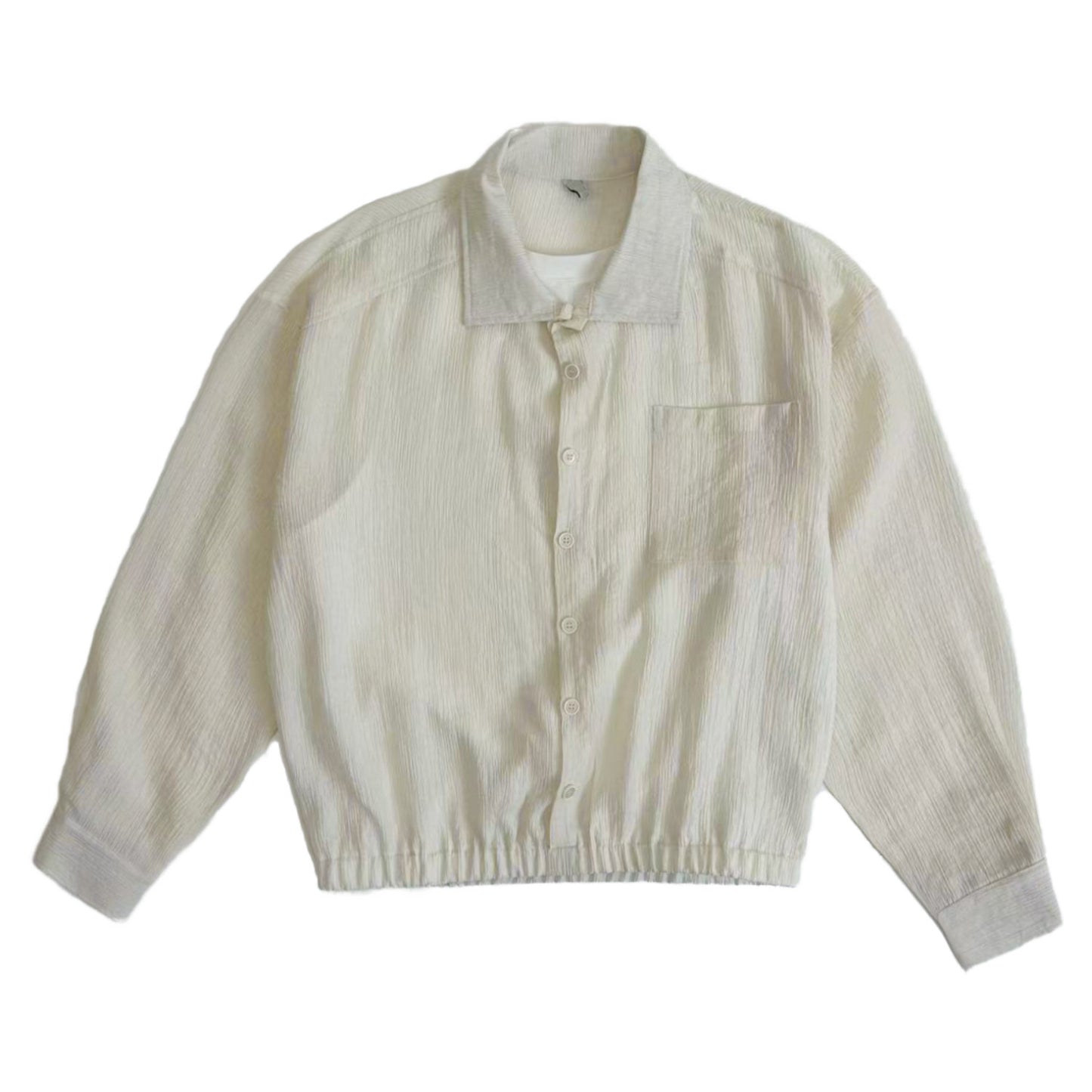 Textured Fabric Button Long Sleeve Shirt NA9172