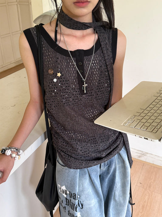 Strap Detail Oversize Tank Top NA9247