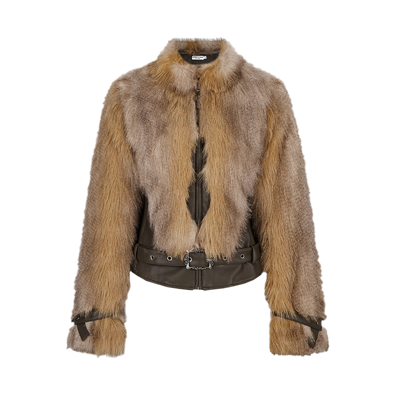 Fake Fur Panels PU Leather Jacket NA7186