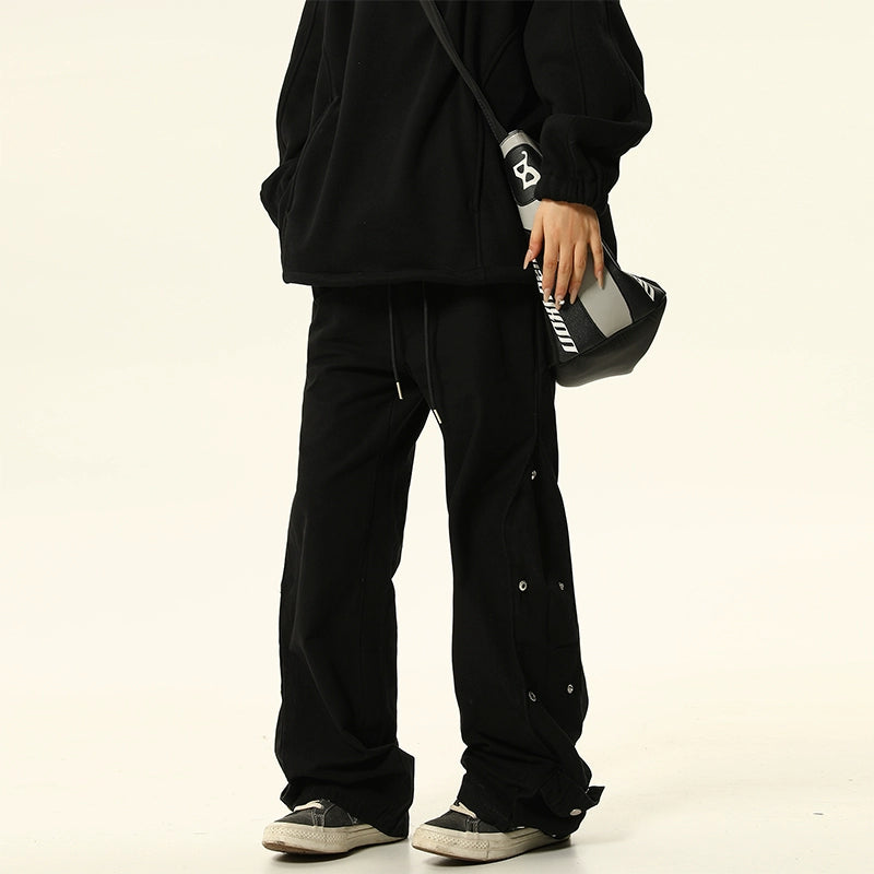 With Hidden Side Buckle Straps Wide-Leg Straight Pants NA3184