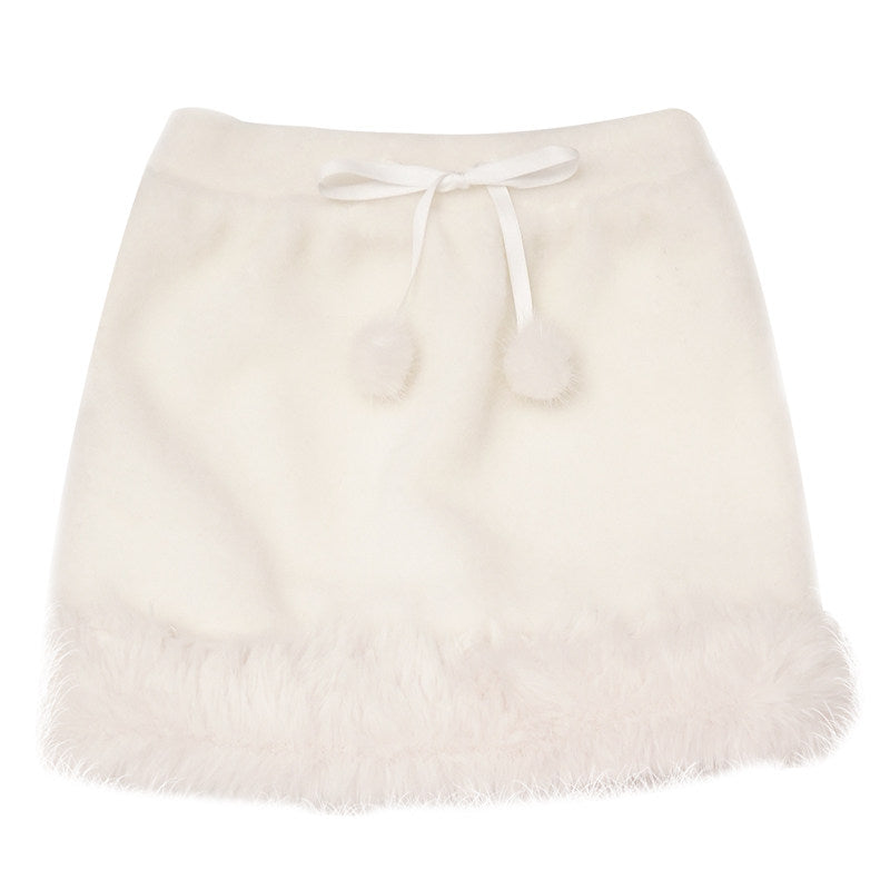 Plush Pom-Pom Short Skirt NA8334