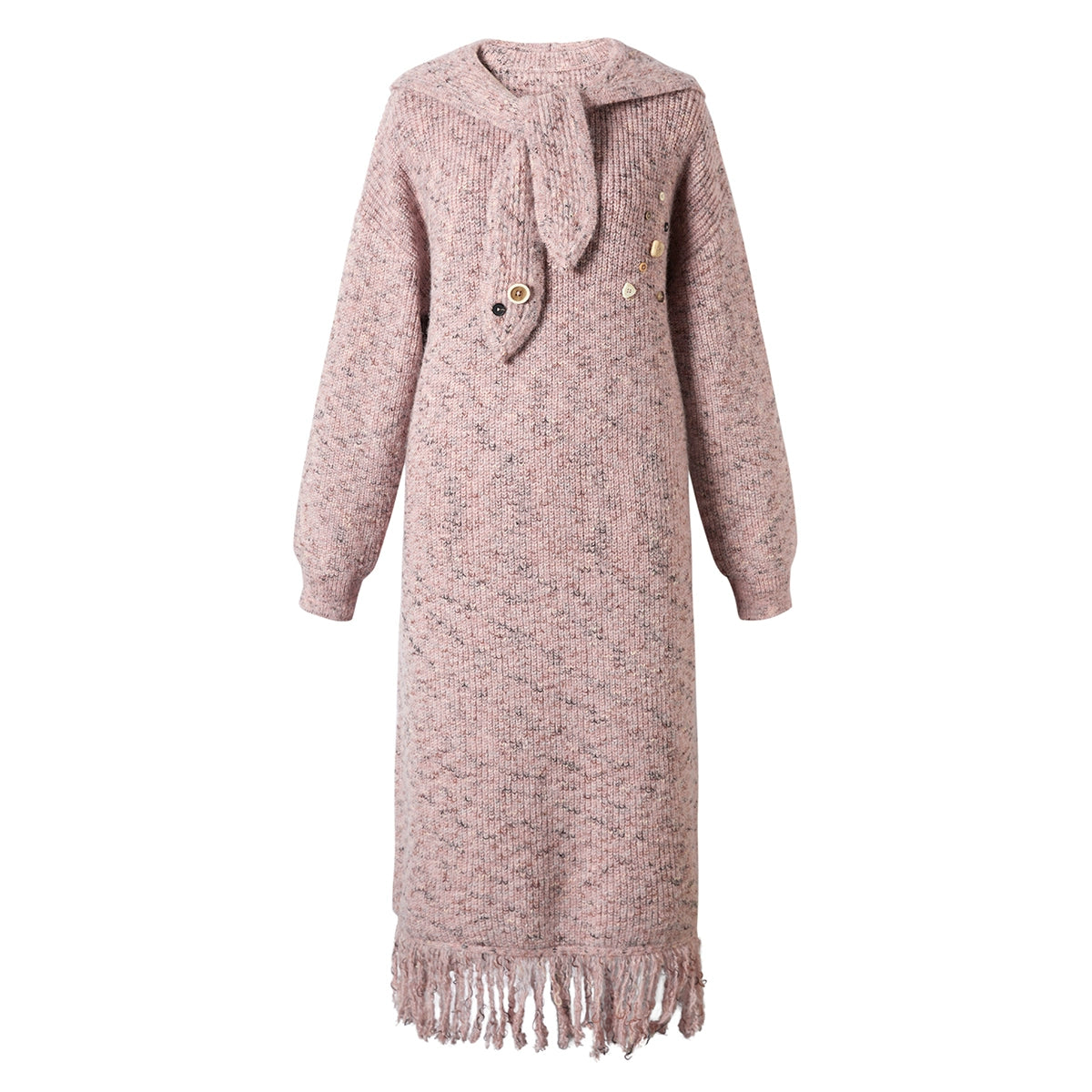 Hooded Knit Long Sleeve Loose Dress NA6871