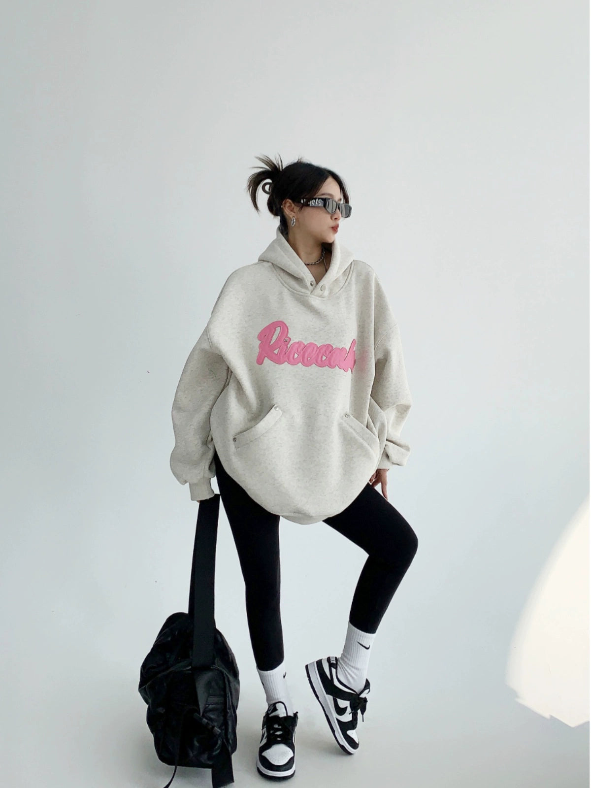 Oversized Patchwork Embroidery Hoodie NA2809
